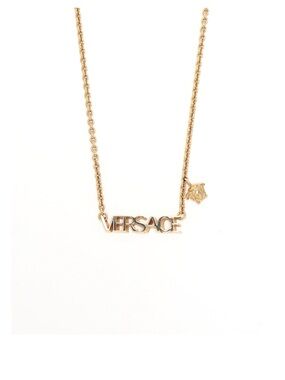 Versace Gold Logo Nameplate Chain Necklace